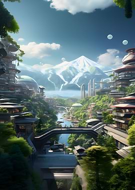Futuristic janapese scnery