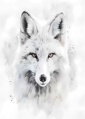 Arctic Fox Watercolor