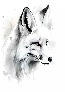 Arctic Fox Watercolor