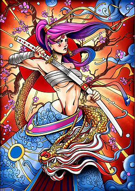 woman warrior dragon