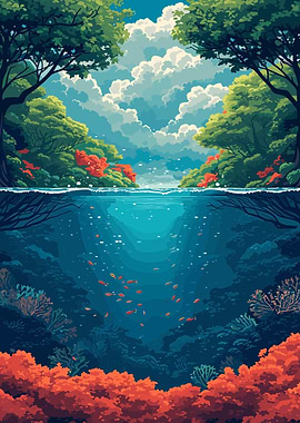 Anime River Forest Clouds