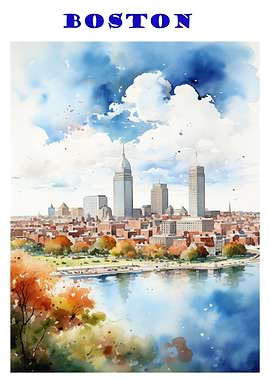 Watercolor Boston City
