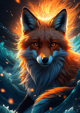 Red Fox Amidst the Waves