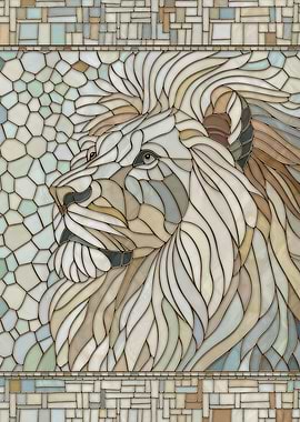 Lion Portrait Mosaic Art