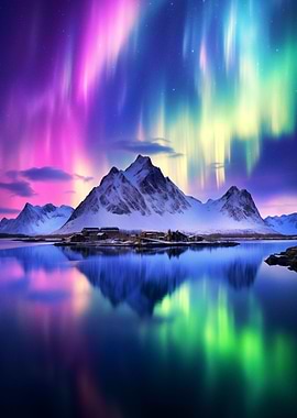 Aurora Lights Mountains