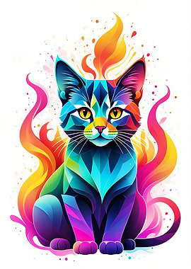 Geometric Color Cat