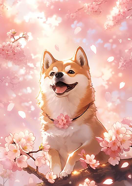 Dog Japan Shiba Blossom