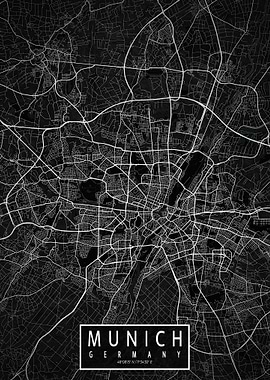 Munich City Map Dark