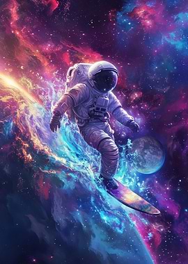 Astronaut Surfing in Space