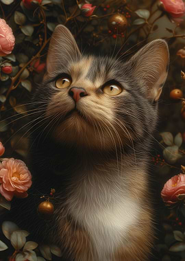 Cat with flowers