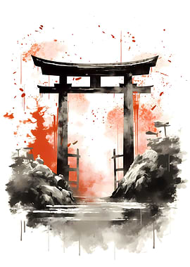 Shrine Japanese landscape