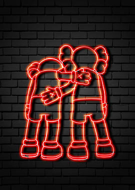 Red neon kaws