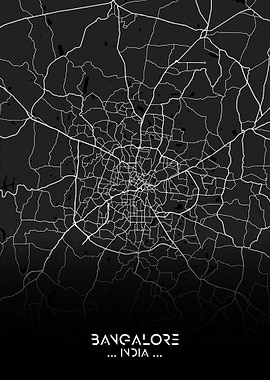Bangalore City Map Black