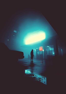 Nightly Neon Gas Station