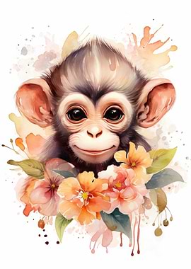 Monkey Watercolor