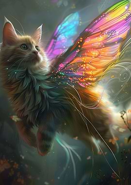 Flying Cat With Wings