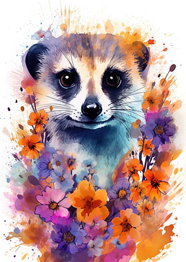 Meerkat with Flowers
