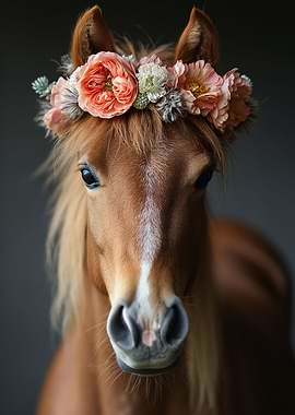 Horse Flower Crown Print