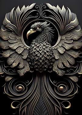 Golden Phoenix art deco
