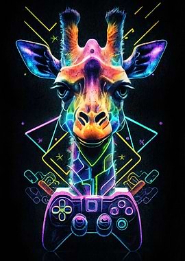 Cool Gamer Giraffe Neon