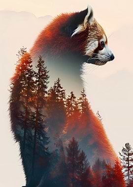 Red Panda Double Exposure