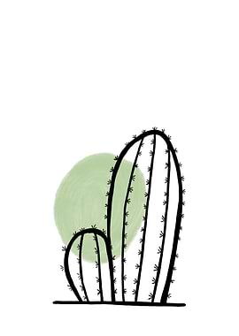 Cactus green watercolor