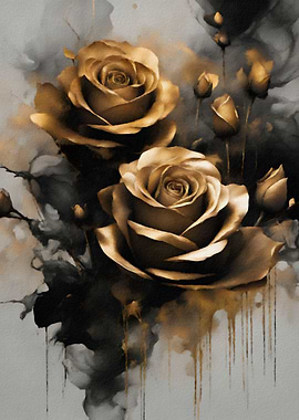 Golden Roses Abstract