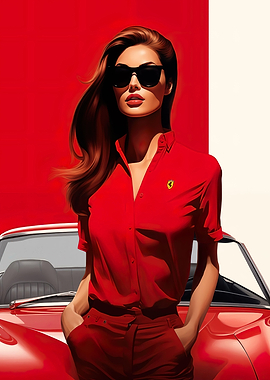 Woman Car Ferrari