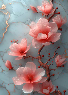 Pink Magnolias Marble