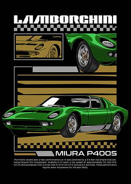 Retro Green Exotic Car