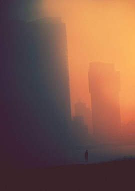 Neo Noir Haze Sunset City
