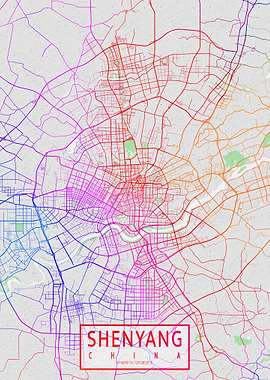 Shenyang City Map Colorful