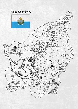 Handdrawn San Marino Map