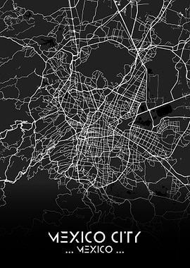 Mexico City Map Black