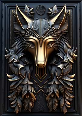 Wolf Gold Relief Deco