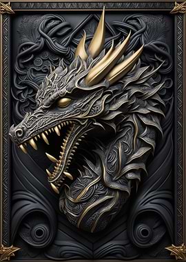 Dragon Gold Relief Deco