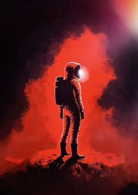 Red Astronaut Painting
