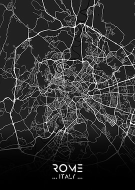 Rome City Map Black