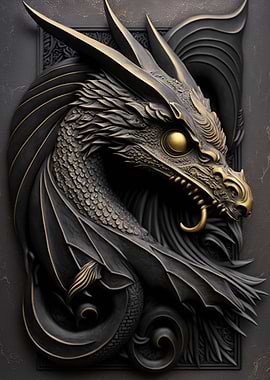 Dragon Gold Relief Deco