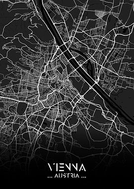 Vienna City Map Black