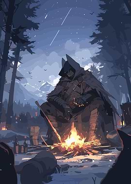 Fantasy Bonfire Warrior