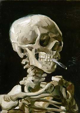 Skeleton with a cigarette