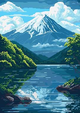 Mount Fuji Pixel Art
