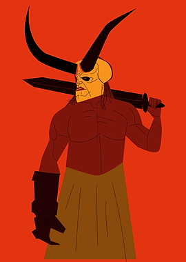 Hellboy skull head with ho