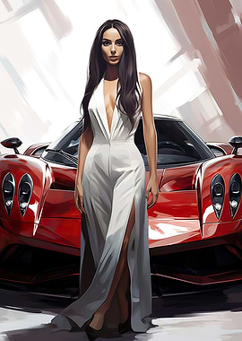 Girl and Pagani car
