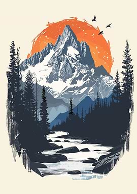 Snowy Mountain Scenery