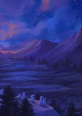 Rabbit Under Purple Sky