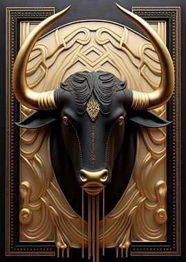 Cow Gold Relief Deco