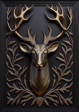 Deer Gold Relief Deco