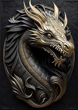 Dragon Gold Relief Deco
